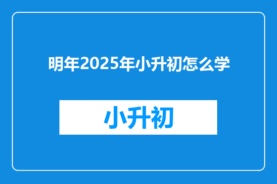 明年2025年小升初怎么学