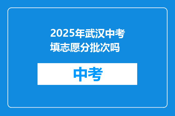 2025年武汉中考填志愿分批次吗