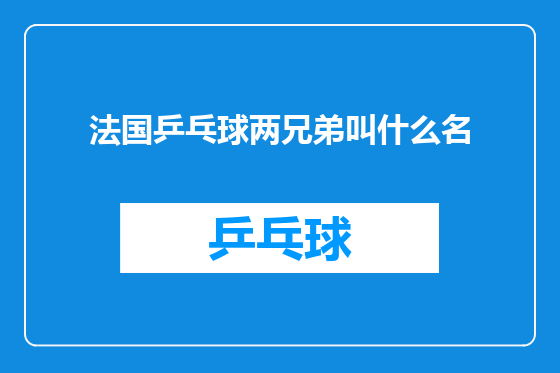 法国乒乓球两兄弟叫什么名