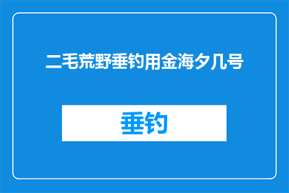 二毛荒野垂钓用金海夕几号