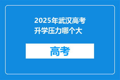 2025年武汉高考升学压力哪个大