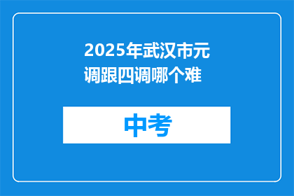 2025年武汉市元调跟四调哪个难