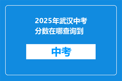2025年武汉中考分数在哪查询到