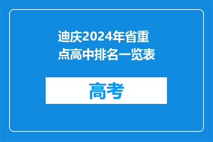迪庆2024年省重点高中排名一览表