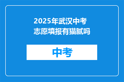 2025年武汉中考志愿填报有猫腻吗