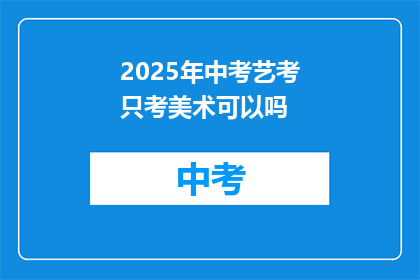 2025年中考艺考只考美术可以吗