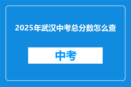 2025年武汉中考总分数怎么查