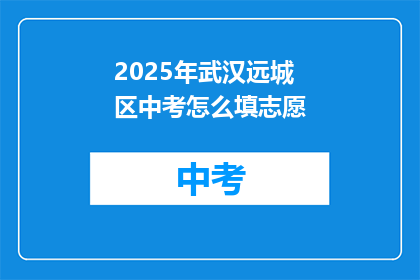2025年武汉远城区中考怎么填志愿