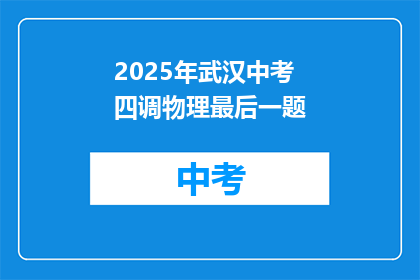 2025年武汉中考四调物理最后一题