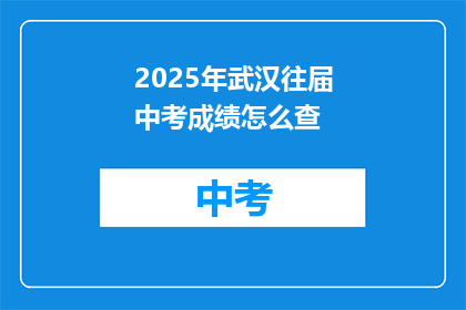 2025年武汉往届中考成绩怎么查