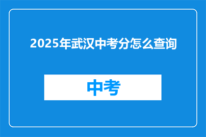 2025年武汉中考分怎么查询
