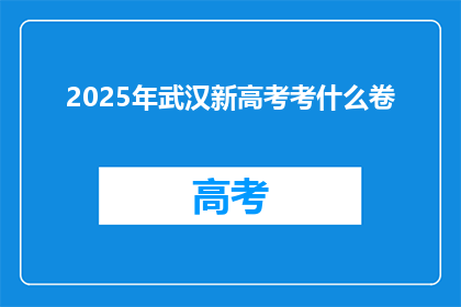 2025年武汉新高考考什么卷