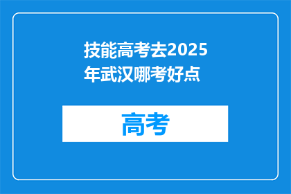 技能高考去2025年武汉哪考好点