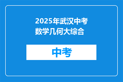 2025年武汉中考数学几何大综合