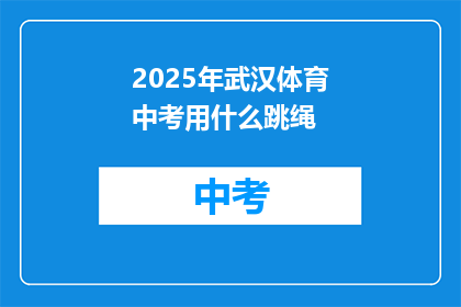 2025年武汉体育中考用什么跳绳