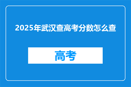 2025年武汉查高考分数怎么查