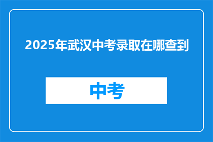 2025年武汉中考录取在哪查到