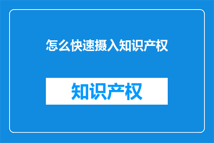 怎么快速摄入知识产权