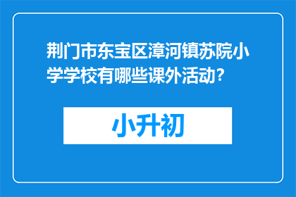 荆门市东宝区漳河镇苏院小学学校有哪些课外活动？
