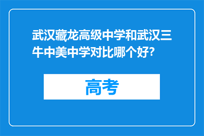 武汉藏龙高级中学和武汉三牛中美中学对比哪个好？