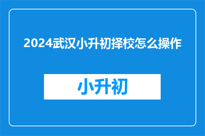 2024武汉小升初择校怎么操作