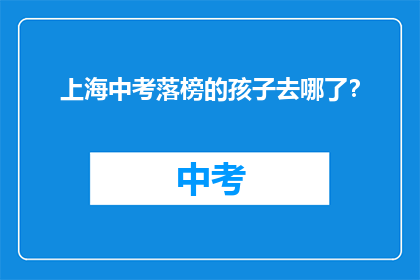 上海中考落榜的孩子去哪了？