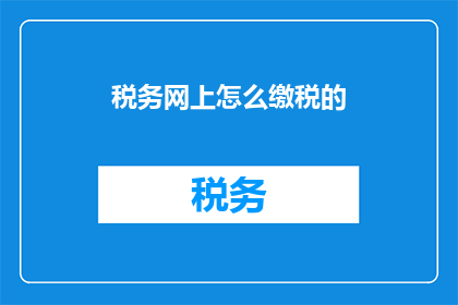 税务网上怎么缴税的