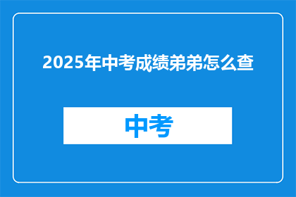 2025年中考成绩弟弟怎么查