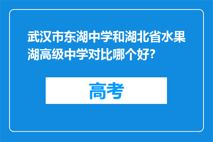 武汉市东湖中学和湖北省水果湖高级中学对比哪个好？