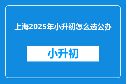 上海2025年小升初怎么选公办