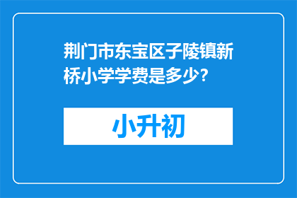 荆门市东宝区子陵镇新桥小学学费是多少？