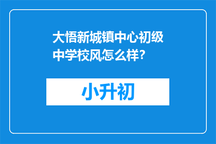 大悟新城镇中心初级中学校风怎么样？