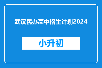 武汉民办高中招生计划2024
