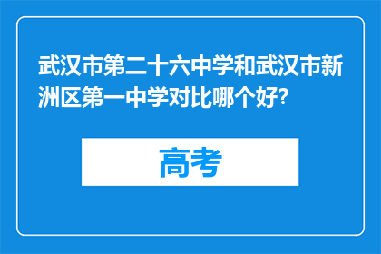 武汉市第二十六中学和武汉市新洲区第一中学对比哪个好？