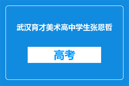 武汉育才美术高中学生张恩哲