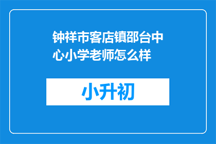 钟祥市客店镇邵台中心小学老师怎么样