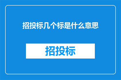 招投标几个标是什么意思