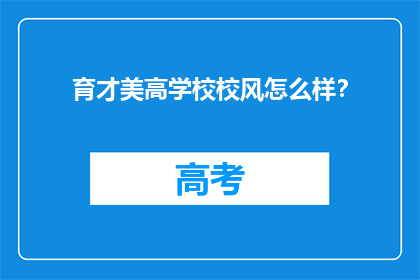 育才美高学校校风怎么样？
