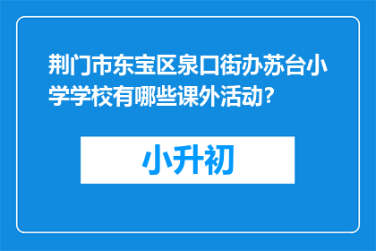 荆门市东宝区泉口街办苏台小学学校有哪些课外活动？