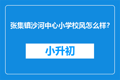 张集镇沙河中心小学校风怎么样？