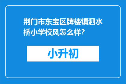 荆门市东宝区牌楼镇泗水桥小学校风怎么样？