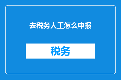 去税务人工怎么申报