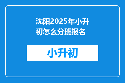 沈阳2025年小升初怎么分班报名