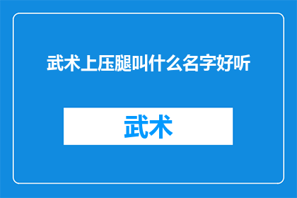 武术上压腿叫什么名字好听