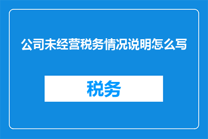 公司未经营税务情况说明怎么写