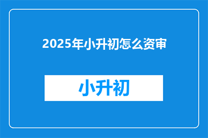 2025年小升初怎么资审