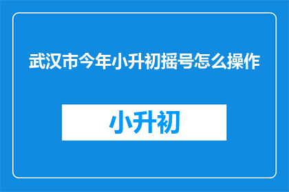 武汉市今年小升初摇号怎么操作