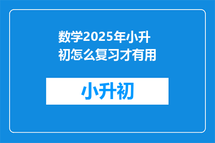数学2025年小升初怎么复习才有用