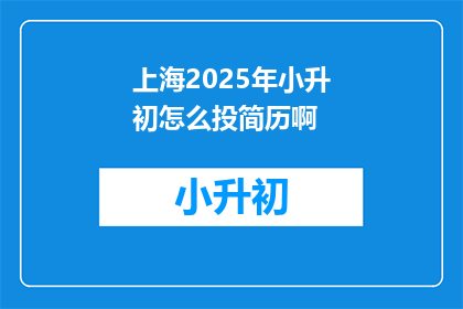 上海2025年小升初怎么投简历啊