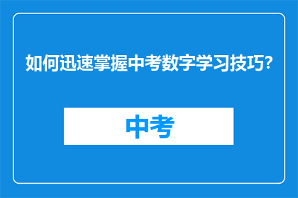 如何迅速掌握中考数字学习技巧？